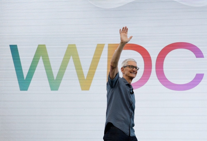 Tim Cook opened Apple's WWDC 2026 keynote — his last as CEO. Justin Sullivan/Getty Images