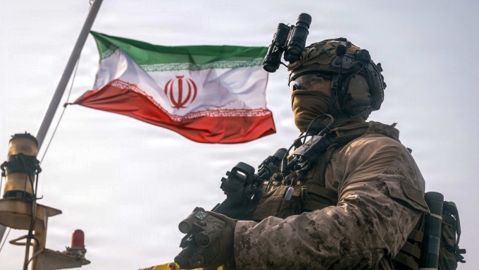 A US Marine boards a vessel in the Gulf of Oman that has an Iranian flag this month © US Marine Corps/AFP/Getty Images
