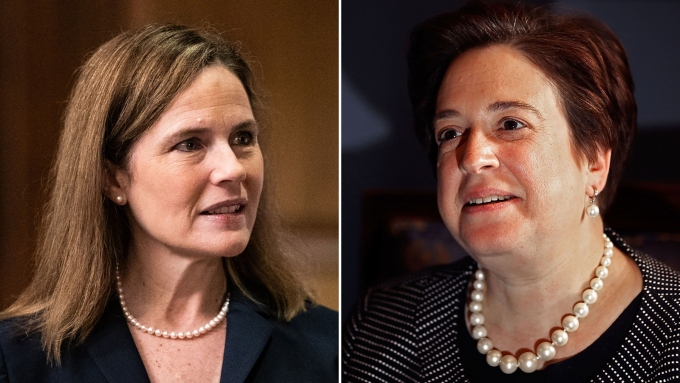 Justice Amy Coney Barrett and Justice Elena Kagan Getty Images/File