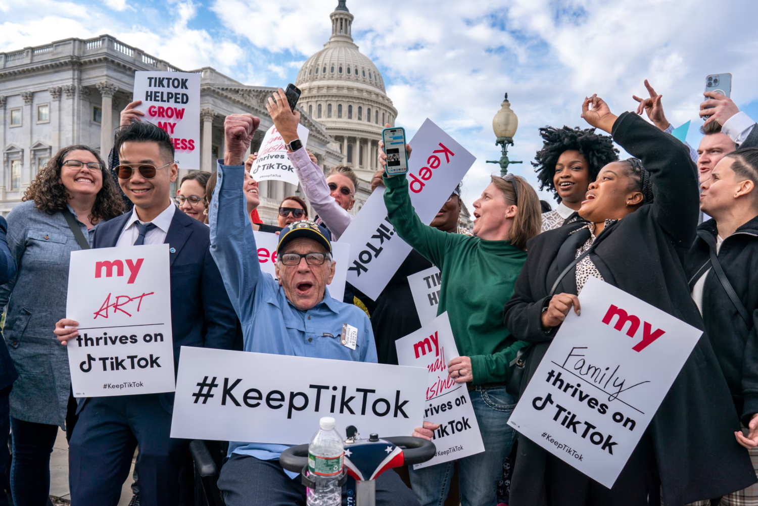 Supporters of TikTok rally in Washington DC on 22 March 2023. Photograph: J Scott Applewhite/AP