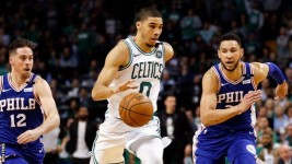 Forward Jayson Tatum was the Celtics' leading scorer in the semi-final series-winning game with 25 points