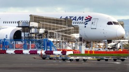 The LATAM Airlines Boeing 787 Dreamliner plane that suddenly lost altitude mid-flight. Brett Phibbs/AFP/Getty Images