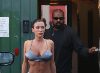 Rapper Kanye West and his wife Bianca Censori were spotted leaving a popular Melrose tanning salon in West Hollywood together. Picture: Blackbelts/BACKGRID