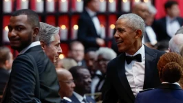 Former President Barack Obama and Secretary of State Antony Blinken attend an official State Dinner in honour of President Ruto at the White House in Washington, on May 23, 2024. Evelyn Hockstein/Reuters