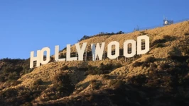 The Hollywood Sign is pictured during a ceremony marking the 100th anniversary of the first time it was lit, in Los Angeles, California, on December 8, 2023. David Swanson/AFP/Getty Images