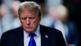 Trump leaves the courthouse after a jury found him guilty of all 34 felony counts in his criminal trial. Photograph: Getty Images