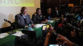 South African president Cyril Ramaphosa speaks to the media during a special African National Congress (ANC) National Executive Committee (NEC) meeting in Cape Town, South Africa on June 13, 2024. © Nic Bothma, Reuters