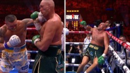 Boxing: Tyson Fury was barely able to stand up after a ferocious left hand from Oleksandr Usyk in the 9th round, the Gypsy King ultimately saved by the bell.