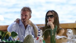 Before their time on the yacht, Beckham accompanied by his wife Victoria to enjoy a little fine Italian dining. Picture: Backgrid.