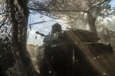 View image in fullscreen Ukrainian soldiers fire on an artillery position in Donetsk oblast, Ukraine, on 29 June 2024. Photograph: Anadolu/Getty Images