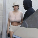 Bianca Censori and Kanye West are spotted exiting a movie cinema after only watching for 45 minutes in Los Angeles. Picture: Blackbelts/BACKGRID