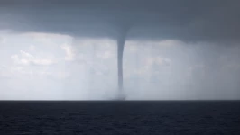 A waterspout during a storm in the Mediterranean Sea on October 1, 2018. It's believed a waterspout sank the megayacht, the Bayesian, on Monday off the coast of Sicily, Italy. Alkis Konstantinidis/Reuters