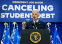 President Biden speaks about student loan debt in April at Madison Area Technical College's Truax campus, in Madison, Wis. (Kevin Lamarque/Reuters)