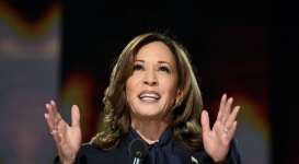 US vice president and presidential candidate Kamala Harris speaks at the Democratic National Convention in Chicago on August 22, 2024. © Andrew Caballero-Reynolds, AFP