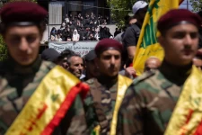 Women attend the funeral of Hezbollah fighters Abbas Ahmad Srour and Mohammad Hussein Kassem in Aita al Chaab, Lebanon on June 29. Chris McGrath/Getty Images