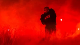 American rapper Kanye West performs during his Vultures Listening Experience at Wuyuan River Stadium on September 15, 2024 in Haikou, Hainan Province of China. Luo Yunfei/China News Service/VCG/AP