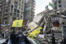 People in Beirut celebrated the start of the Israel-Hezbollah cease-fire. Photo: Emanuele Satolli for WSJ