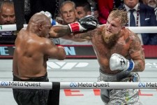 Mike Tyson and Jake Paul in Arlington, Texas, Nov. 15, 2024.Timothy A. Clary / AFP - Getty Images