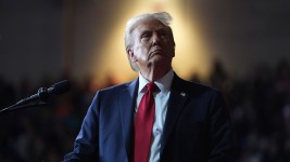 Donald Trump is seen at a campaign rally in Salem, Virginia, on November 2. Evan Vucci/AP