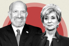 Lead Art: Howard Lutnick and Linda McMahon. | Illustration by Claudine Hellmuth/POLITICO (source images via Getty)