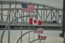 Lead Art: President-elect Donald Trump vowed Monday to impose tariffs of 25 percent on both Mexico and Canada on his first day in office. | Geoff Robins/AFP via Getty Images