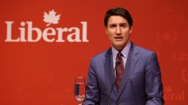 Canada's Prime Minister Justin Trudeau speaks at the Laurier Club holiday party in Gatineau, Quebec, Canada, December 16, 2024. Patrick Doyle/Reuters