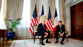 President-elect Donald Trump meets with French President Emmanuel Macron ahead of the NATO summit in Brussels on May 25, 2017.  Peter Dejong/AFP/Getty Images