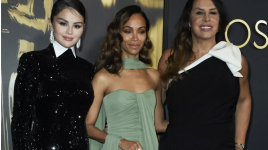 Selena Gomez, Zoe Saldana et Karla Sofia Gascon à Los Angeles le 17 novembre, 2024 © VALERIE MACON / AFP