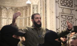 Ahmed al-Sharaa, or Abu Mohammed al-Jolani, addresses a crowd in the Umayyad mosque in Damascus. Photograph: Aref Tammawi/AFP/Getty Images