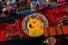 A representation of cryptocurrency Dogecoin is placed on a PC motherboard, in this illustration taken June 16, 2023. Dado Ruvic, Reuters