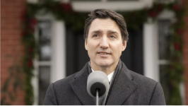 Le Premier ministre canadien Justin Trudeau fait une annonce devant Rideau Cottage à Ottawa le 6 janvier 2025. © Adrian Wyld, AP