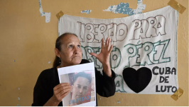 Liset Fonseca, whose son was sentenced to 10 years' imprisonment for his participation in anti-government protests, shown in San José de las Lajas, Mayabeque Province, Cuba, January 15, 2025. © Yamil Lage, AFP