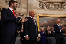 U.S. Vice President-elect former Sen. J.D. Vance (R-OH) and U.S. President-elect Donald Trump arrive to inauguration ceremonies in the Rotunda of the U.S. Capitol on Jan. 20, 2025 in Washington, DC. Chip Somodevilla—Getty Images