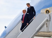 President Trump and Bernard Arnault arrived in Texas for the inauguration of a new Louis Vuitton workshop in 2019. NICHOLAS KAMM/AFP/GETTY IMAGES