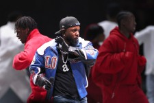 Kendrick Lamar performs onstage during Apple Music Super Bowl LIX Halftime Show at Caesars Superdome on Feb. 9, 2025, in New Orleans. Gregory Shamus, Getty