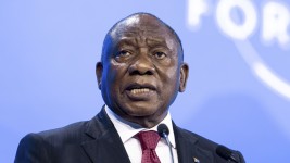 Cyril Ramaphosa, president of South Africa, pictured last month in Switzerland, has hit back at US President Donald Trump's claim that the country is "confiscating land." Michael Buholzer/Keystone/AP