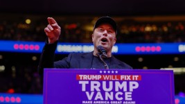 Elon Musk speaks during a campaign rally for Donald Trump at Madison Square Garden on October 27, 2024 in New York City. Anna Moneymaker/Getty Images