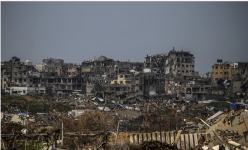 Destruction in Gaza's Zaytun neighbourhood. Any resumption of hostilities is likely to trigger another mass exodus of Palestinians to southern Gaza. Photograph: Mohammed Saber/EPA