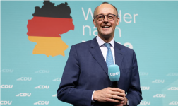 The CDU/CSU candidate, Friedrich Merz, appears best placed to be tasked with forming a ruling coalition after clinching roughly 29% of the vote. Photograph: Kai Pfaffenbach/Reuters