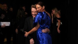 Maya Rudolph hugs Martin Short at the Saturday Night Live 50: The Anniversary Special at 30 Rockefeller Plaza in New York City on Sunday. (Caitlin Ochs/Reuters)