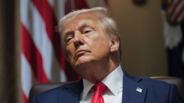 U.S. President Donald Trump listens during a meeting at the White House in Washington, D.C., on Tuesday. (The Associated Press)