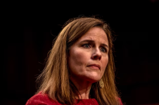 Amy Coney Barrett testifies on Capitol Hill in Washington DC on 13 October 2020. Photograph: Hilary Swift/AFP/Getty Images