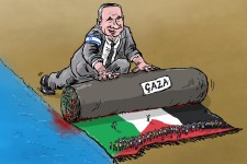 Benyamin Nétanyahou. Dessin de Del Rosso, Italie.
