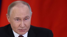 Russian President Vladimir Putin speaks during a Russian-Vietnamese meeting at the Grand Kremlin Palace on May 10, 2025, in Moscow, Russia. Getty Images