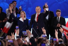 Karol Nawrocki, a nationalist who won Poland’s presidential election on Sunday, with his wife Marta and their children in Warsaw.Credit...Sean Gallup/Getty Images