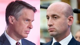 ABC News’ senior national correspondent Terry Moran, left, and White House adviser Stephen Miller. Getty Images