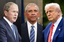 From left, President George W. Bush, President Barack Obama, President Donald Trump.Getty Images