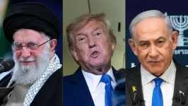 L’ayatollah Khamenei, Donald Trump et Benyamin Netanyahou. -, BRENDAN SMIALOWSKI, OHAD ZWIGENBERG / AFP