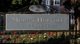 A sign on the Mount Holyoke College campus in South Hadley, Massachusetts, is seen September 1, 2015.  Christopher Evans/MediaNews Group/Boston Herald/Getty Images