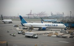 A United plane is parked at the gate at Newark Liberty International Airport in Newark, New Jersey, on May 7, 2025. Kena Betancur/AFP via Getty Images